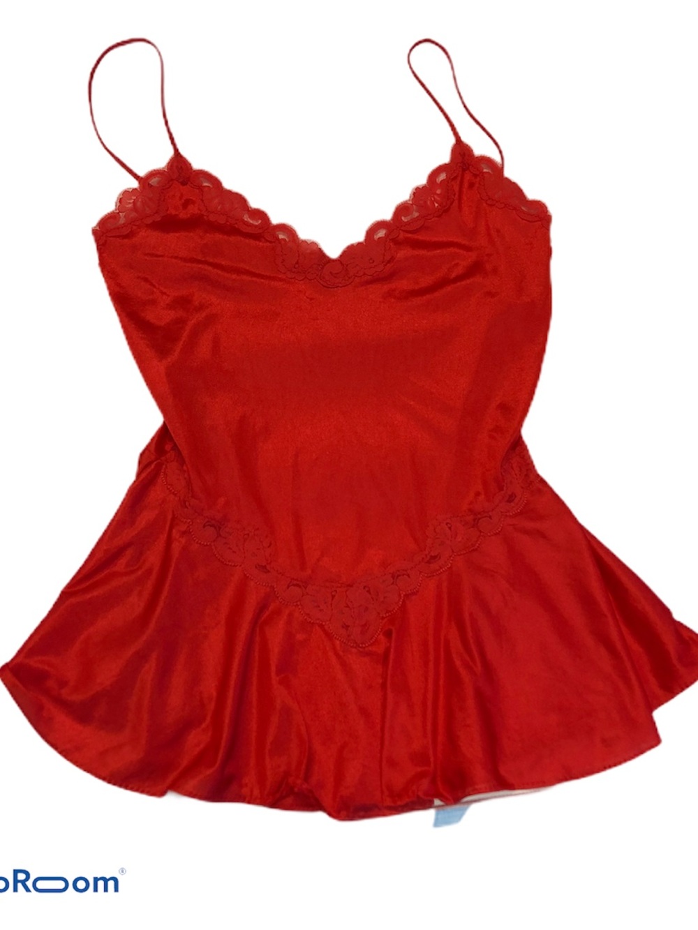 Vanity Fair Red Satin Lace-Trim Chemise Pinup